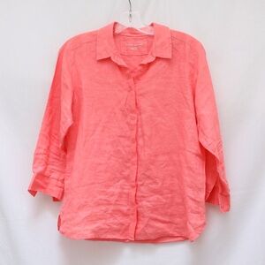 M&S Marks and Spencer linen coral shirt Essential Collection Coastal Summer UK10